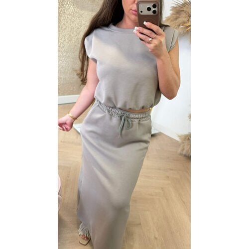 HOLI SET TOP + SKIRT TAUPE