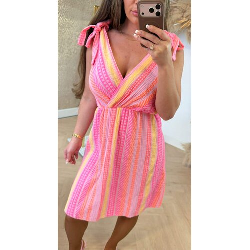 IBIZA KNOOP COTTON DRESS PINK