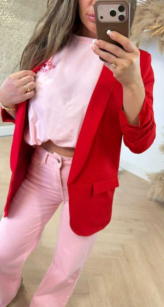 MUSTHAVE CROPPED MOUW BLAZER RED