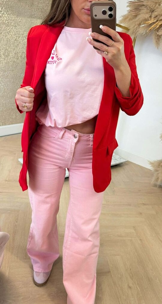 MUSTHAVE CROPPED MOUW BLAZER RED