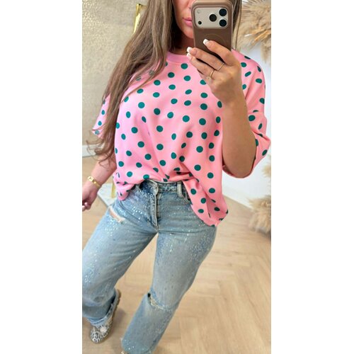 CUTE DOTS OVERSIZED TEE PINK