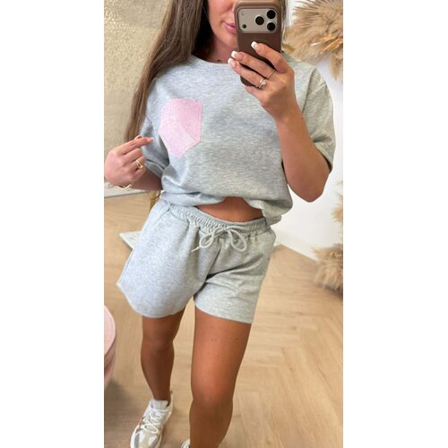 BESTY GLITTER POCKET SET GREY