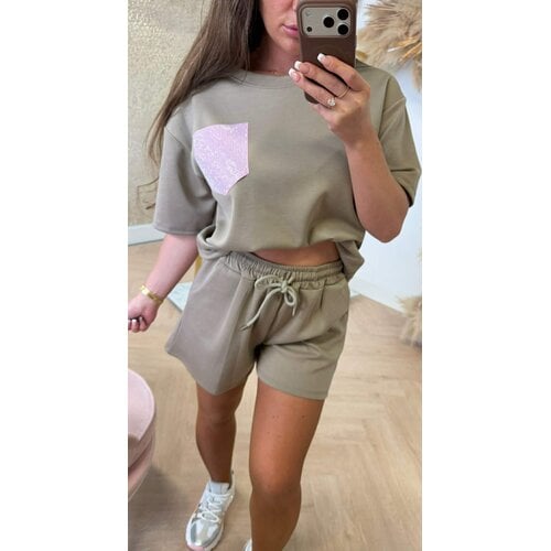 BESTY GLITTER POCKET SET TAUPE