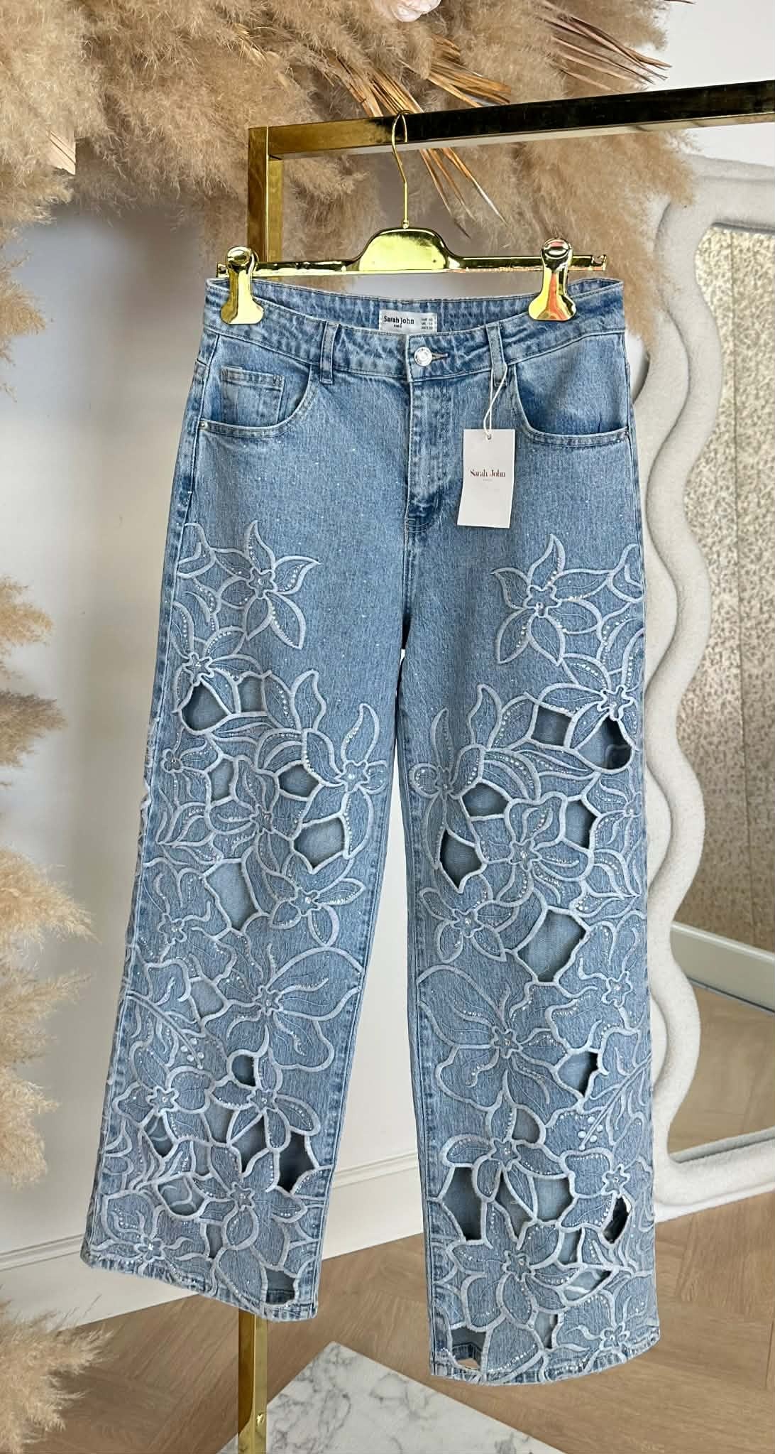 FLOWER GLITTER JEANS 1047 BLUE