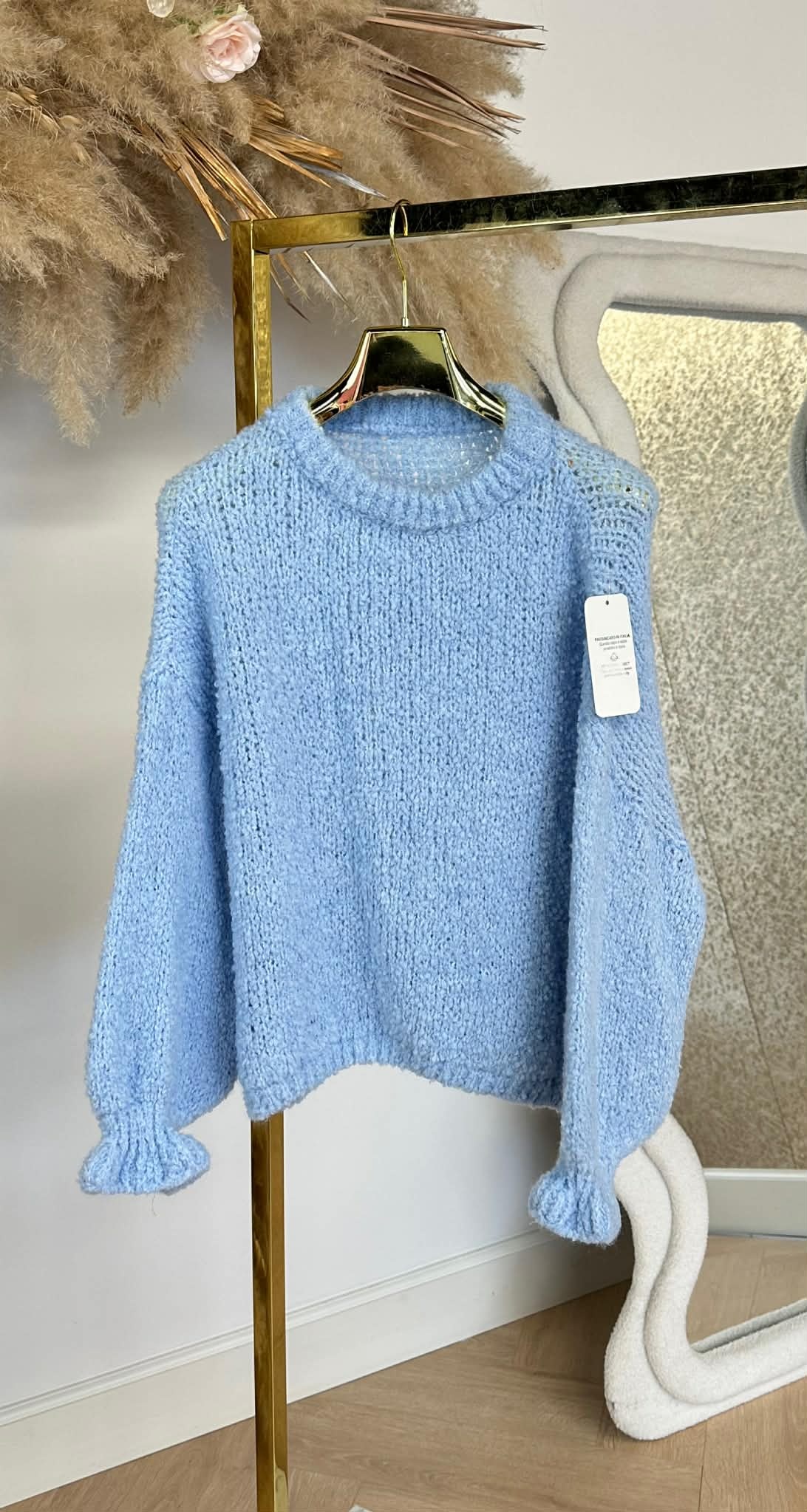 TEDDY RUFFLE SWEATER ICEBLUE