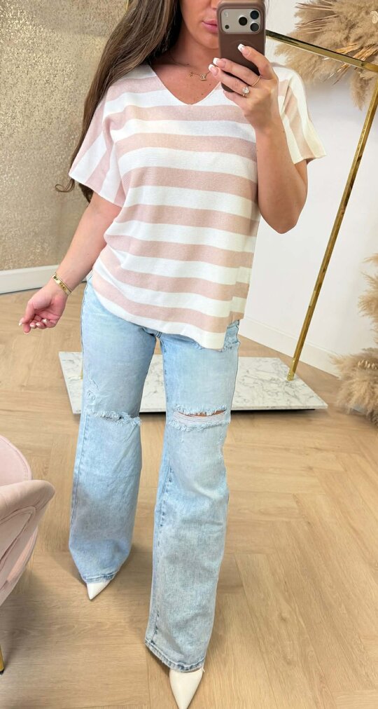 NOVY STRIPE TOP BEIGE