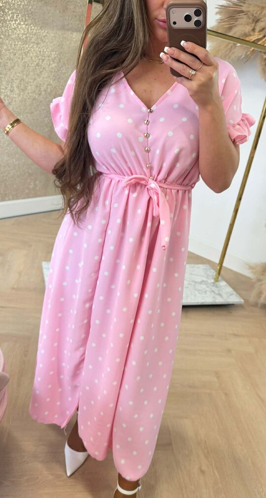 MAXI BUTTON DRESS PINK