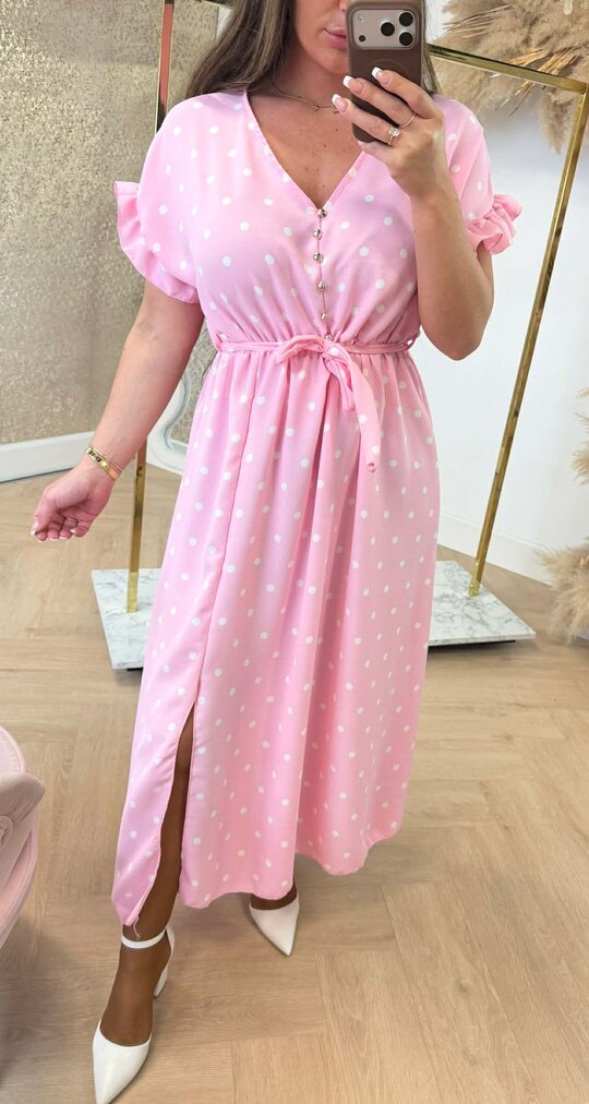 MAXI BUTTON DRESS PINK