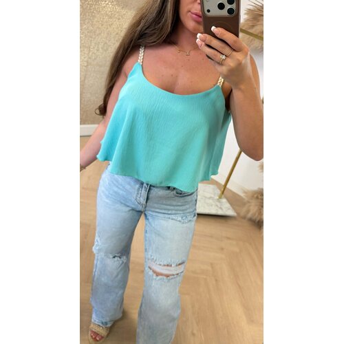VLECHT RUFFLE TOP AQUA