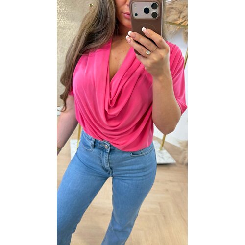 WATERFALL NECK SHIRT FUCHSIA