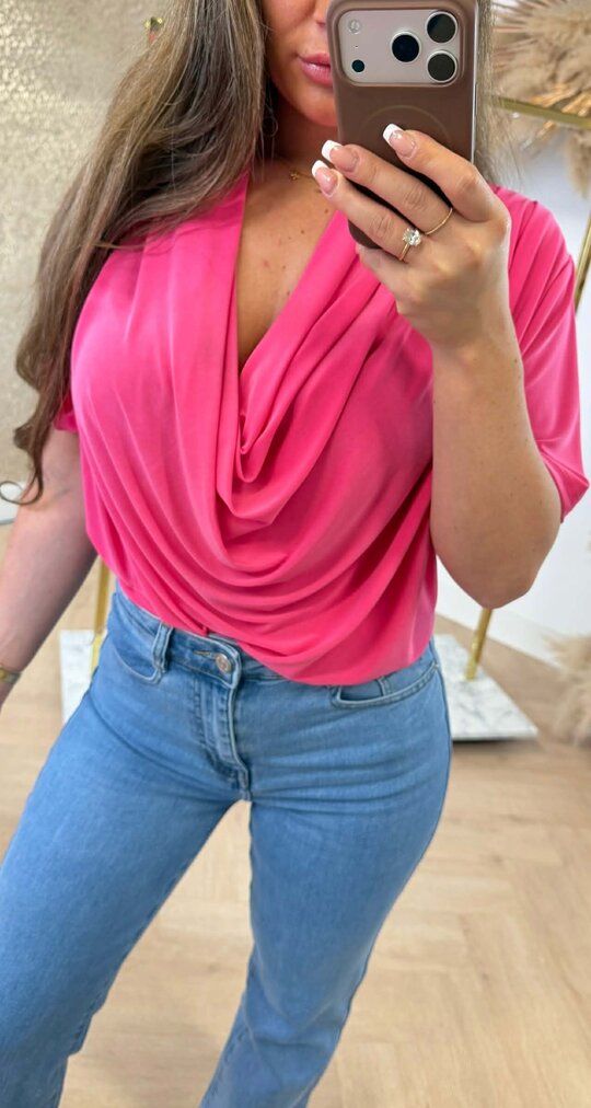 WATERFALL NECK SHIRT FUCHSIA
