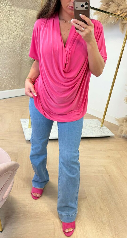 WATERFALL NECK SHIRT FUCHSIA