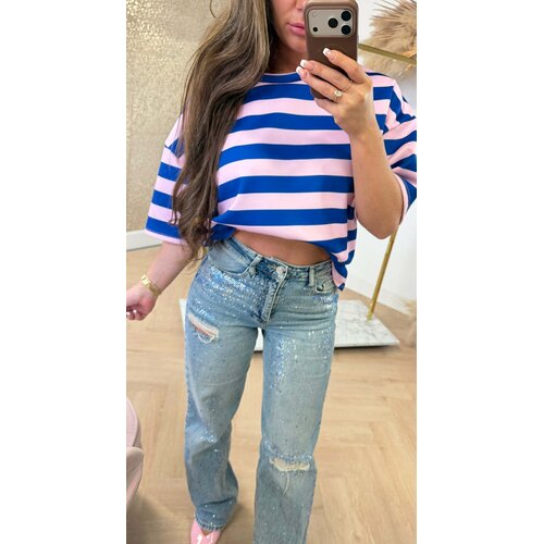 RENEE STRIPE TOP KOBALT/PINK