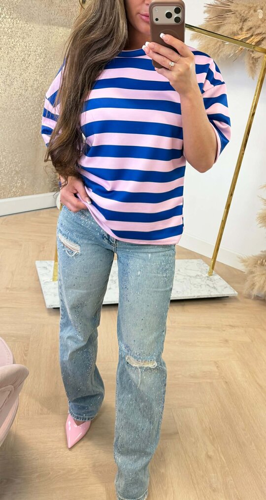 RENEE STRIPE TOP KOBALT/PINK