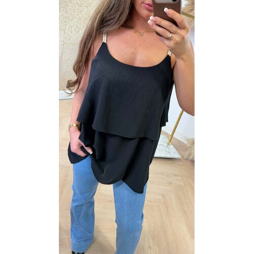 VLECHT RUFFLE TOP BLACK