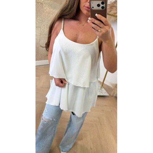 VLECHT RUFFLE TOP OFFWHITE