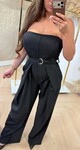 STRAPLESS STRIPE JUMPSUIT BLACK