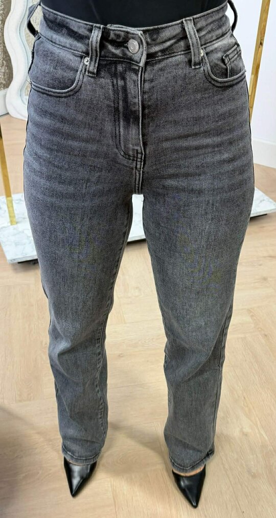 HIGH WAIST WIDE LEG JEANS 768D GREY