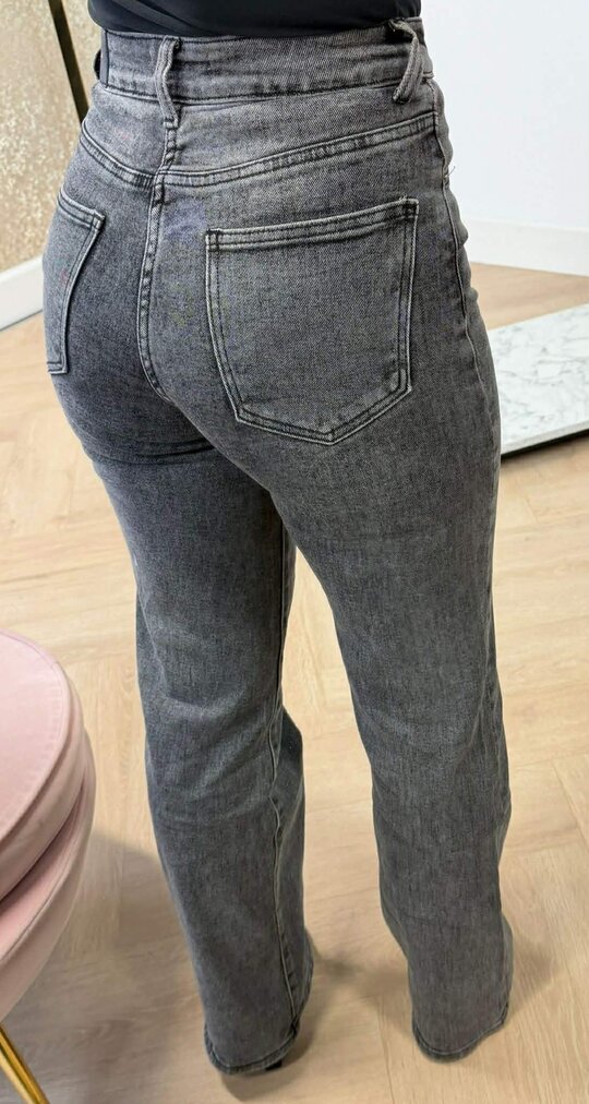 HIGH WAIST WIDE LEG JEANS 768D GREY