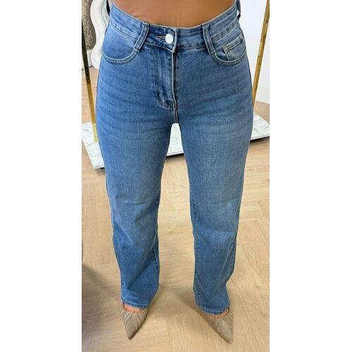 HIGH WAIST WIDE LEG JEANS 768B DENIMBLUE