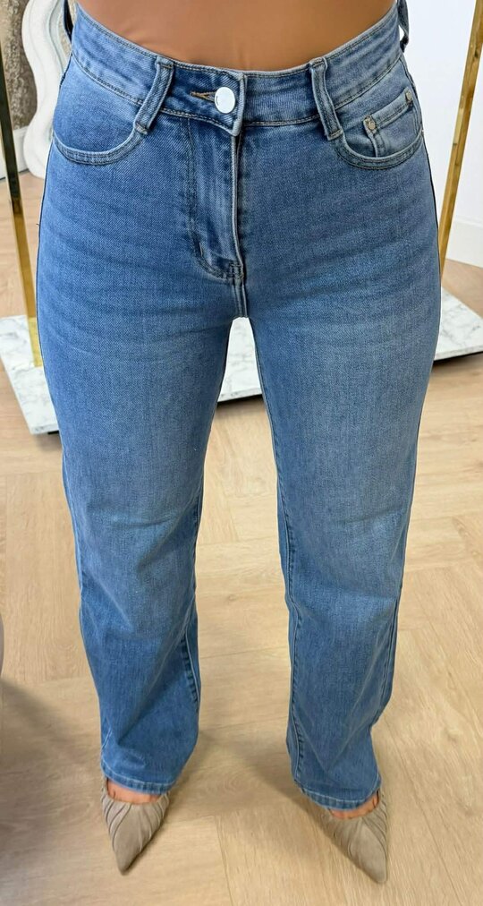 HIGH WAIST WIDE LEG JEANS 768B DENIMBLUE