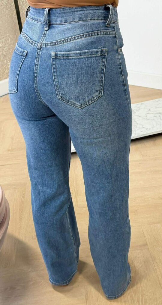 HIGH WAIST WIDE LEG JEANS 768B DENIMBLUE