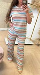 SHINE STRIPE SET BLUE/BEIGE/PINK