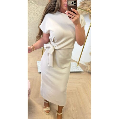 STRIKKY LONG DRESS BEIGE