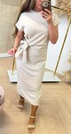 STRIKKY LONG DRESS BEIGE