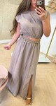 SUMMER VIBE SET TOP+ SKIRT TAUPE