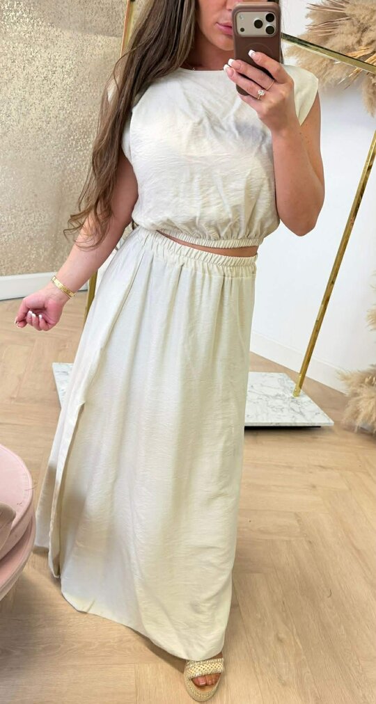 SUMMER VIBE SET TOP+ SKIRT BEIGE