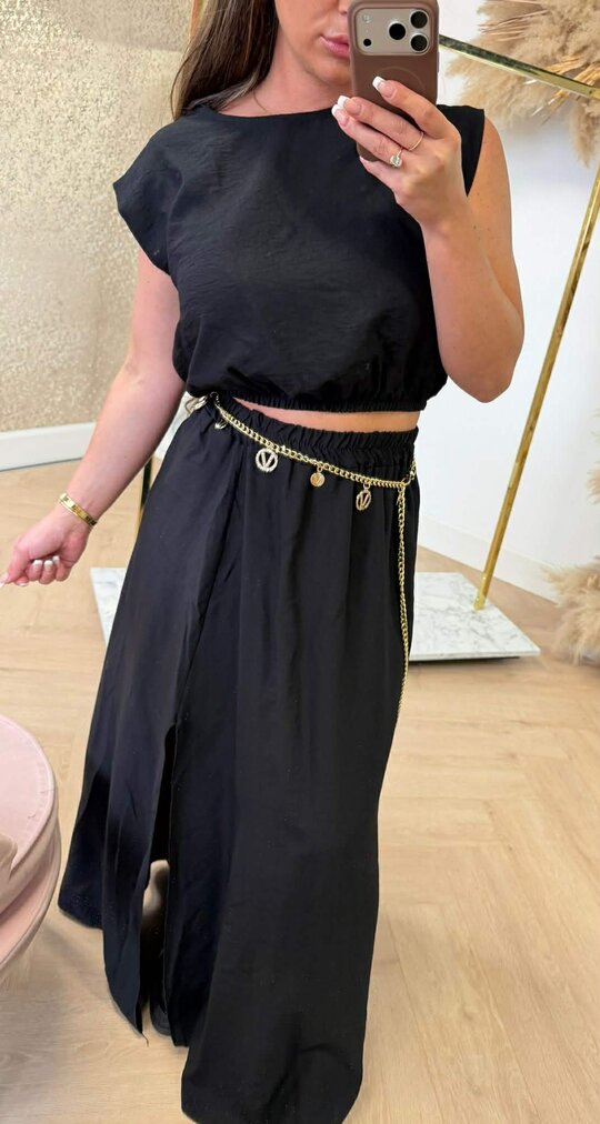 SUMMER VIBE SET TOP+ SKIRT BLACK