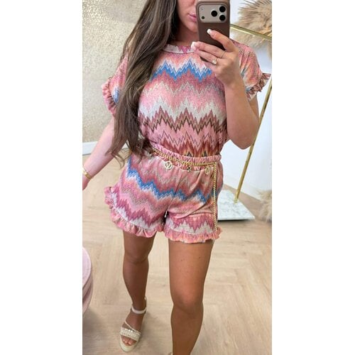 RUFFLY WAVY SHORT SET PINK