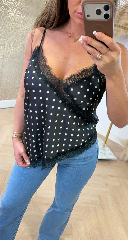 MAAIKE DOTS LACE TOP BLACK