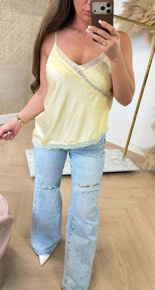 MAAIKE DOTS LACE TOP YELLOW