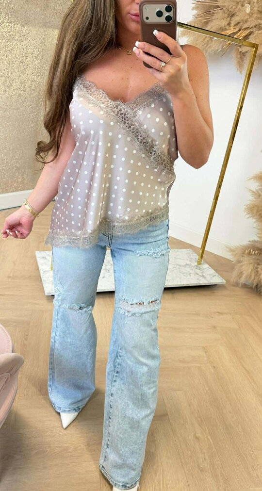 MAAIKE DOTS LACE TOP BEIGE