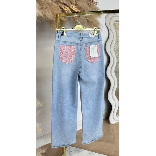 SUPER STRETCH WIDE LEG LEO GLITTER POCKET JEANS 1578-1 PINK