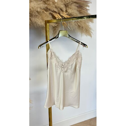 SATIN SPAGHETTI LACE TOP CHAMPAGNE