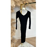 RIB V LONG DRESS 9850 BLACK