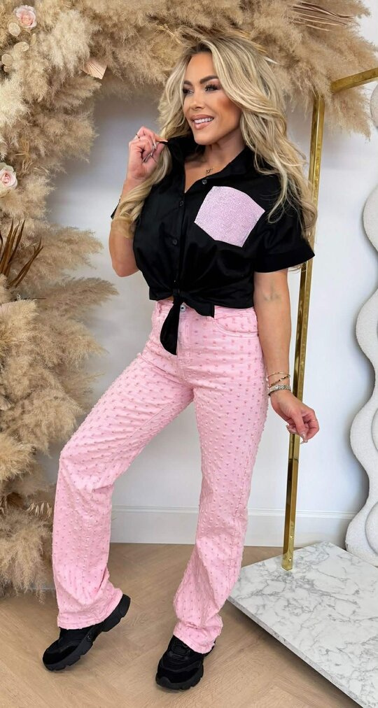 NOA CROPPED POCKET BLOUSE BLACK