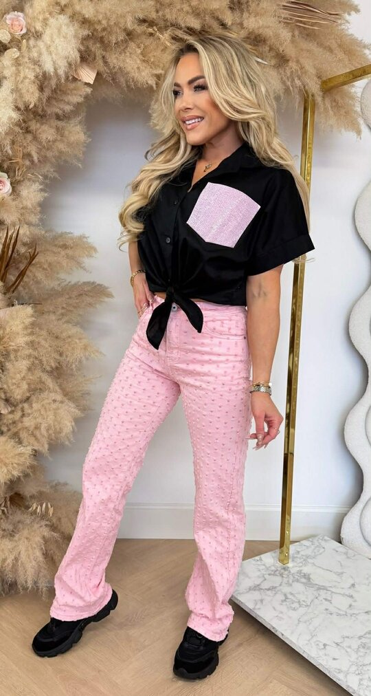 NOA CROPPED POCKET BLOUSE BLACK