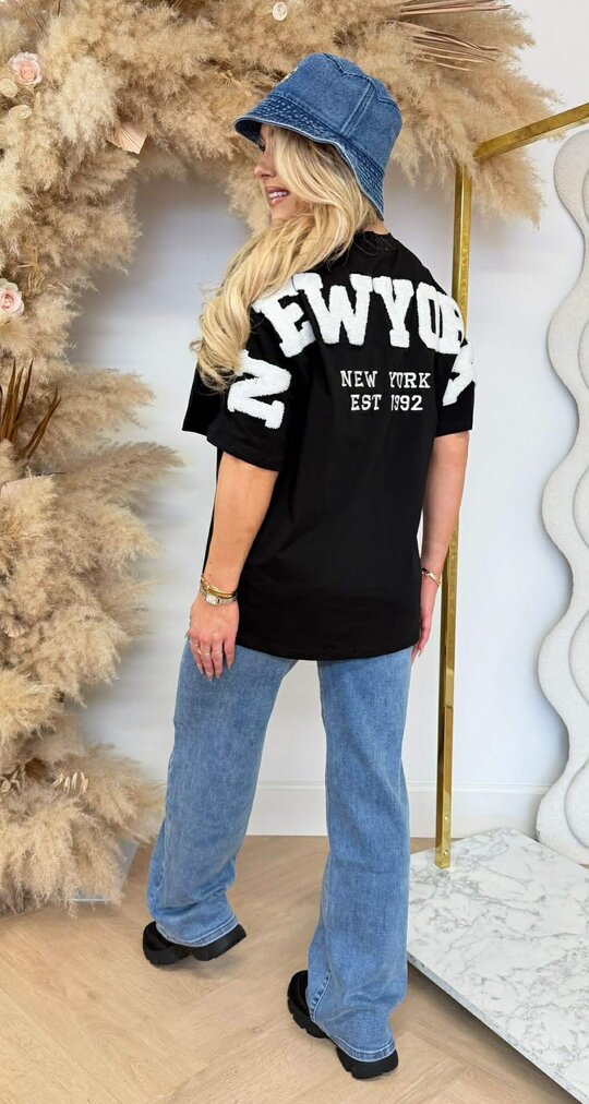 NEW YORK TEDDY TEKST T-SHIRT 7191 BLACK