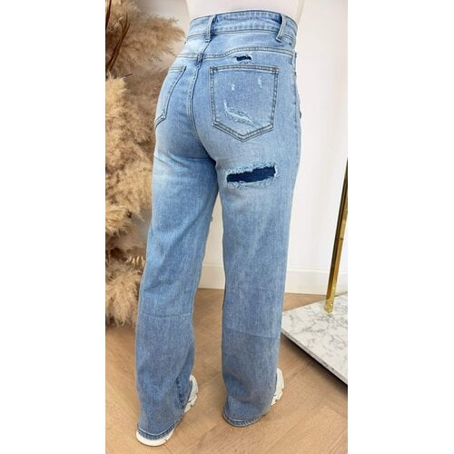 BLUE WIDE LEG JEANS AB582 DENIMBLUE