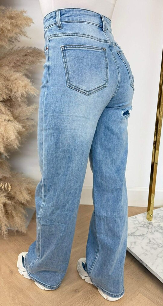 BLUE WIDE LEG JEANS AB582 DENIMBLUE