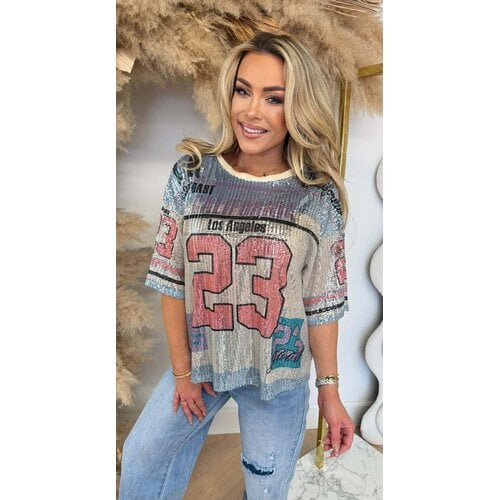 CALIFORNIA 23 SEQUIN TEE ICEBLUE