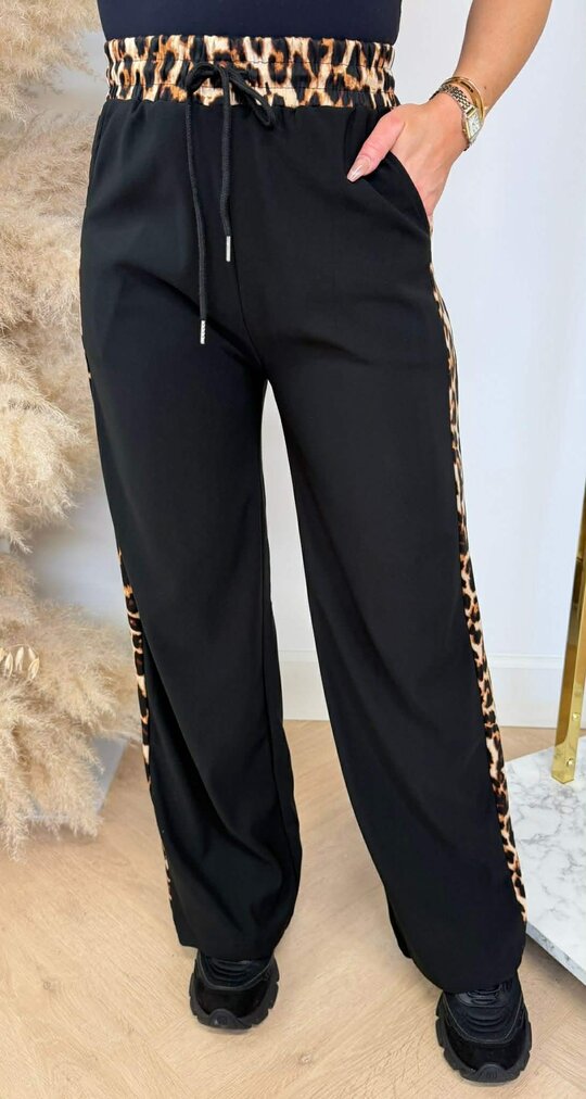 LEOPARD STRIPE PANTS 1436 BLACK