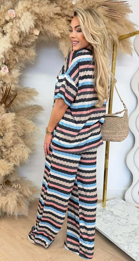 SHINE STRIPE SET BLACK/BLUE/BEIGE