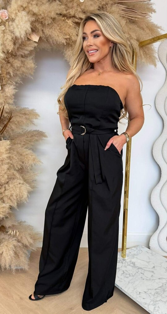 BELT STRAPLESS JUMPSUIT BLACK