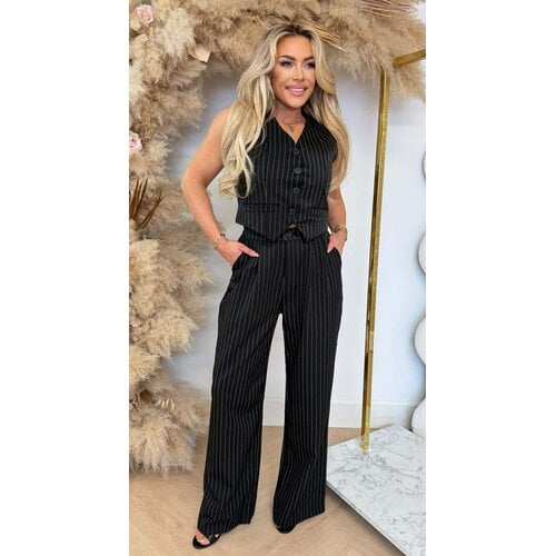 LINDE GILET STRIPE SET BLACK