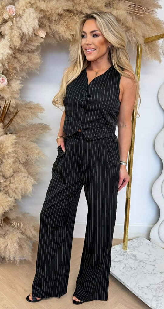 LINDE GILET STRIPE SET BLACK